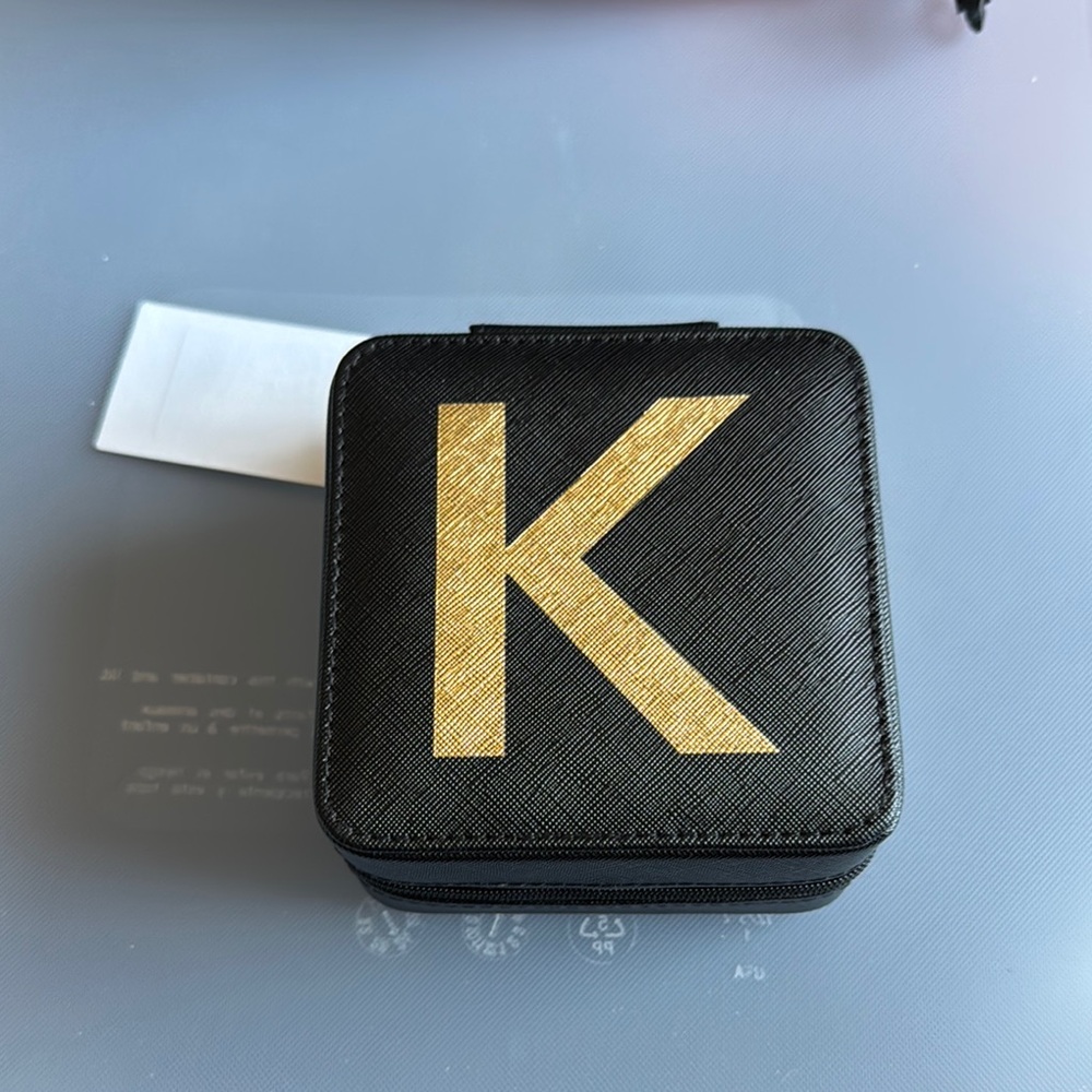 Black and Gold Monogram Jewelry Case